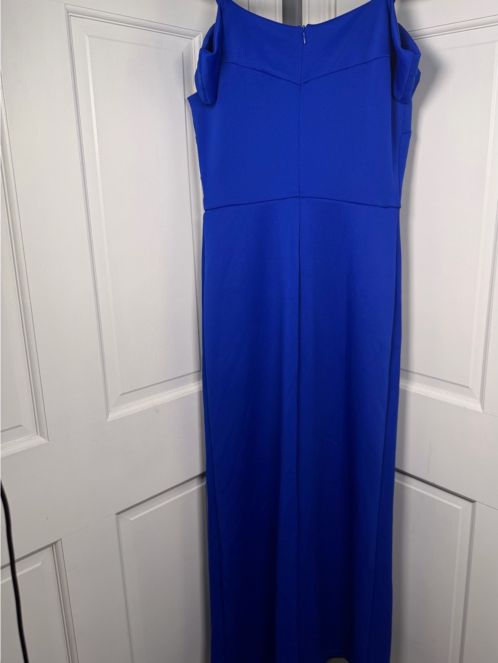 Sleek Cobalt Blue Maxi Dress with Draped Bodice - Picture 2 of 2